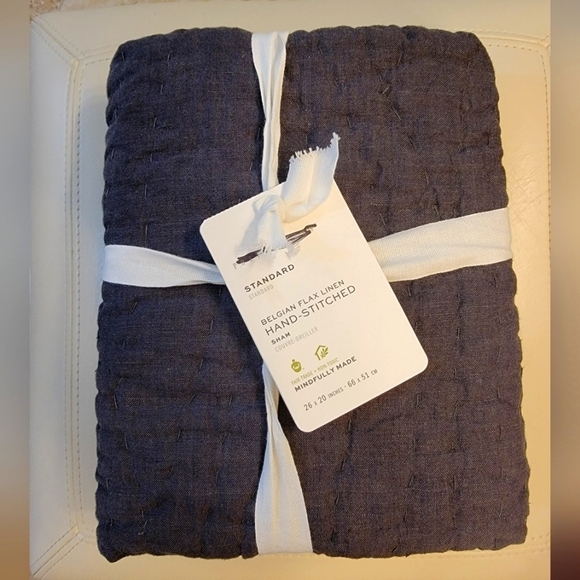 New Pottery Barn Belgian Flax Linen and cotton Hand Stitched Standard Sham - Picture 1 of 4